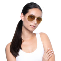 Thumbnail for Ray-Ban RB3025 Classic Aviator Sunglasses, Gold/Clear Gradient Brown, 58 mm