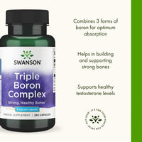 Thumbnail for Swanson Triple Boron Complex - Mineral Supplement with Glycinate, Citrate & Aspartate - Supports Bone Health* - Non-GMO - 250 Capsules