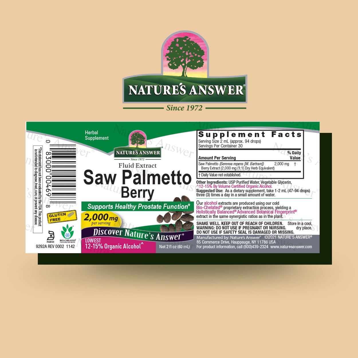 Natures' Answer Saw Palmetto Berry with Organic Alcohol, 2-Fluid Ounces (Packaging May Vary)