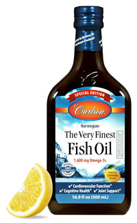 Thumbnail for Carlson - The Very Finest Fish Oil, Special Edition, 1600 mg Omega-3s, Liquid Supplement, Norwegian Fish Oil, Wild-Caught, Sustainably Sourced Liquid, Lemon, 500 mL (16.9 Fl Oz)