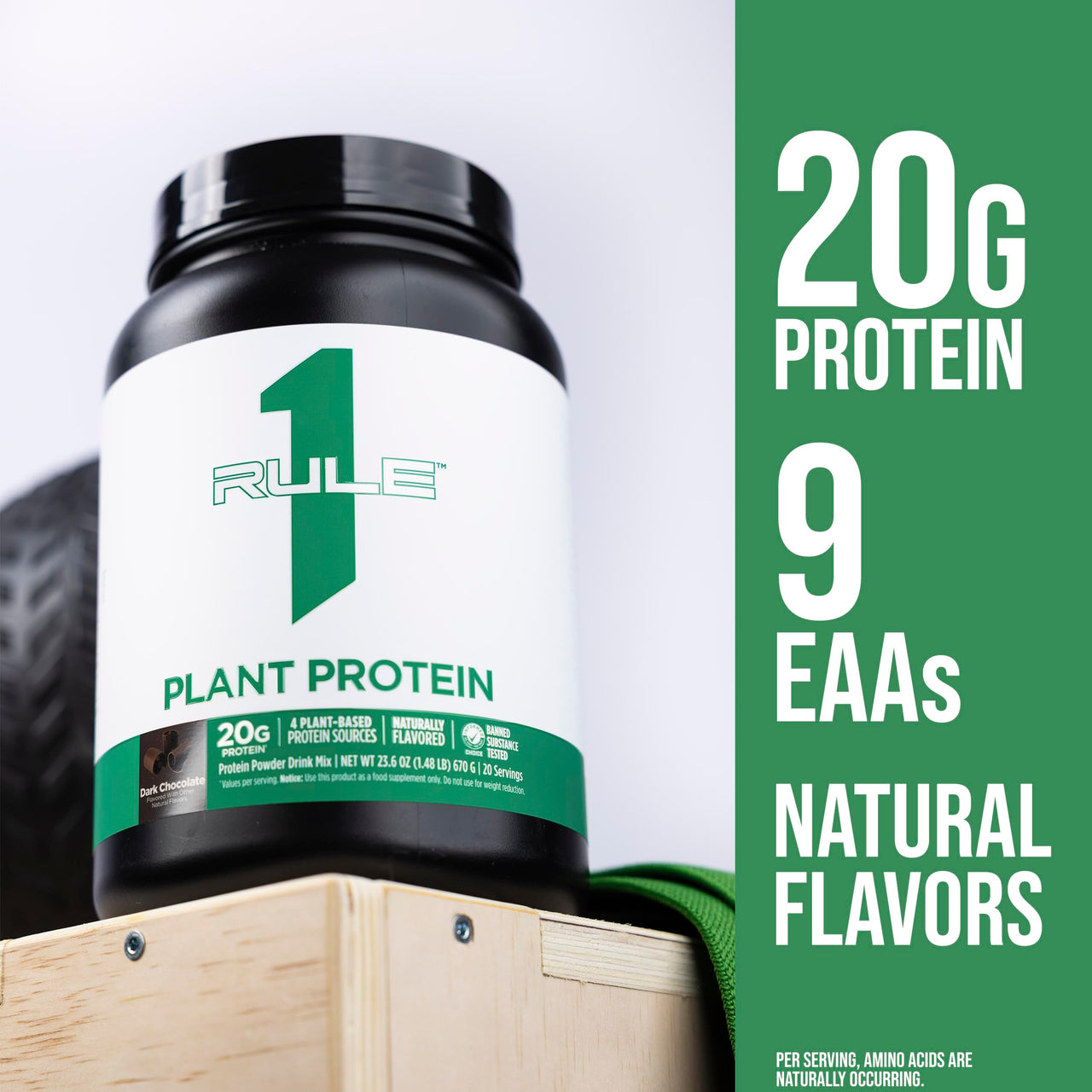 Rule 1 Proteins Plant Protein - Vegan, Gluten-Free, Dairy Free, & Soy Free Protein Powder with 20g Protein per Serving (20 Servings, Dark Chocolate)