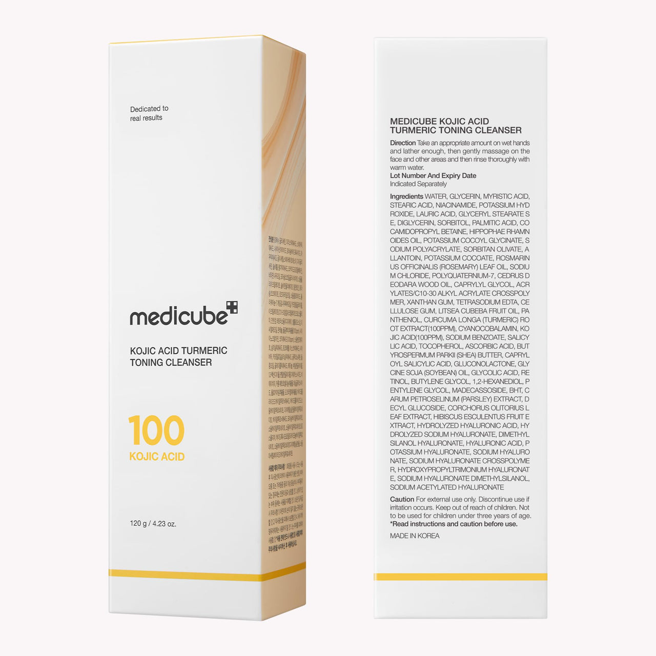 medicube Facial Cleanser Kojic Acid Turmeric Whip Cleanser | Cleansing Foam for Brightening, Balancing | Fade Appearance of Uneven Patches & Ideal for Use After Spot Care | Korean Skincare, 4.23 oz