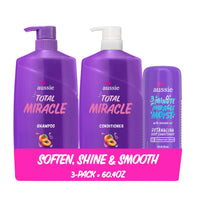 Thumbnail for Aussie Total Miracle Hair Care Bundle: Shampoo, Conditioner, and 3 Minute Deep Treatment with Apricot & Macadamia Oil, Paraben-Free for Damaged Hair, 26.2 & 8 Fl Oz