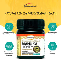Thumbnail for ManukaGuard Premium Gold Manuka Honey MGO 400+ | Raw Medical-Grade New Zealand Honey for Digestive Support, Unpasteurized, Pure | 8.8 oz