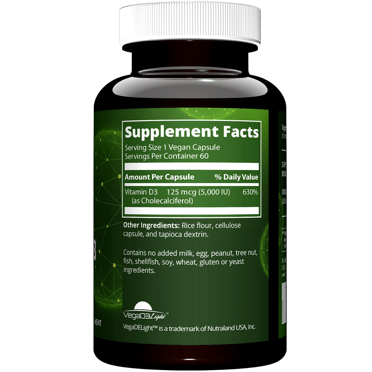 MRM Nutrition Vitamin D3 5,000 IU - For Women and Men - High Potency Pure Cholecalciferol from Lichen, Vegan Calcium Absorption Support for Bone & Immune Health - Non‑GMO & Gluten‑Free - 60 Servings
