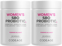 Thumbnail for Codeage Women’s Probiotics Supplement - 50 Billion CFUs - SBO Probiotics & Prebiotics - Cranberries - Feminine Health - Fermented Botanical Blend, Whole Food Supplement - Vegan, Non-GMO - 2 Pack