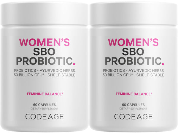 Codeage Women’s Probiotics Supplement - 50 Billion CFUs - SBO Probiotics & Prebiotics - Cranberries - Feminine Health - Fermented Botanical Blend, Whole Food Supplement - Vegan, Non-GMO - 2 Pack