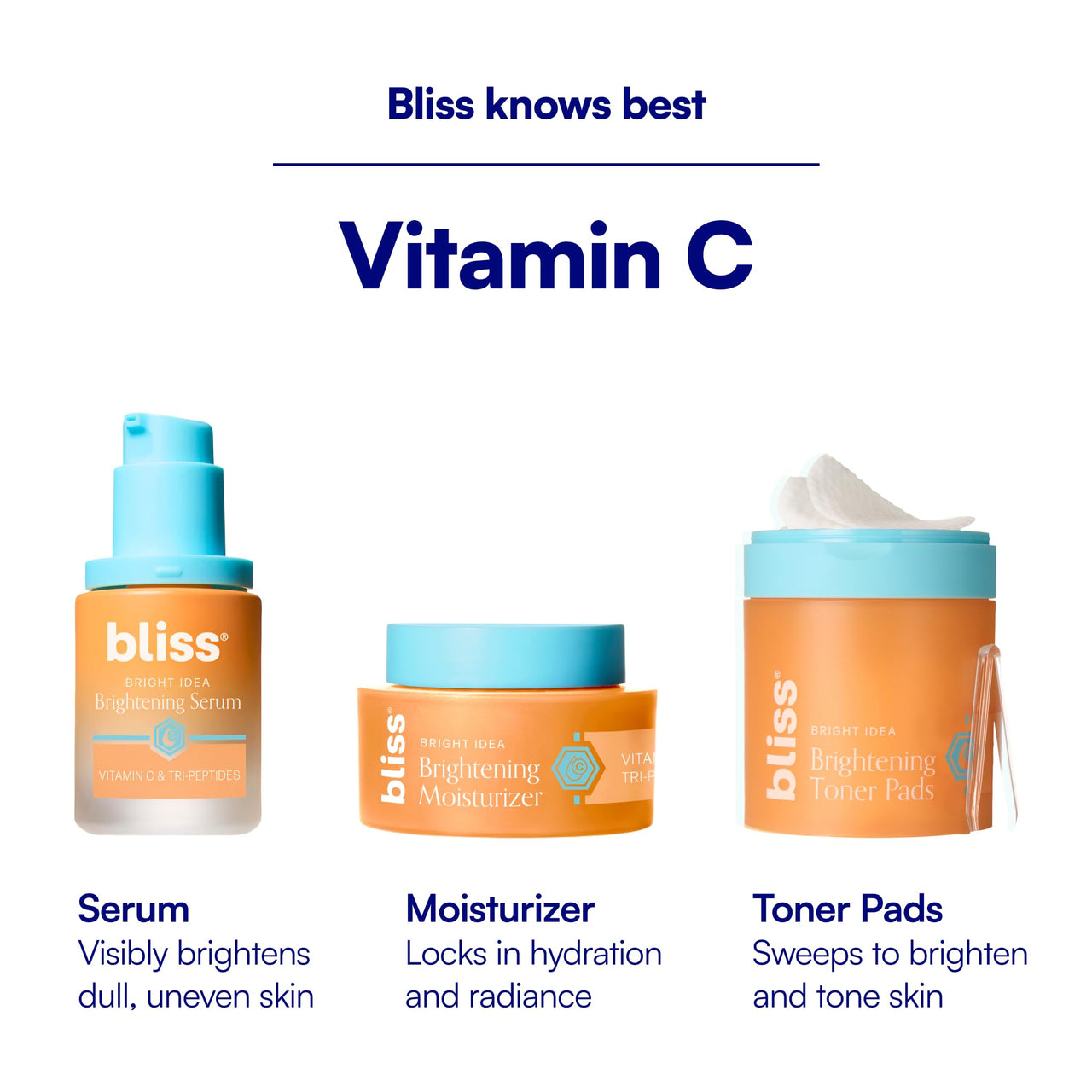 Bliss Vitamin C + Tri-Peptide Bright Idea Serum – 15% Brightening + Barrier Boost Complex for Radiant, Firm Skin – Anti-Aging Face Serum Boosts Collagen & Elasticity - 1 fl oz