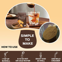 Thumbnail for Bunkell Mushroom Coffee, Adaptogenic 6 Mushrooms with Lion's Mane, Reishi, Cordyceps, Shiitake, King Trumpet & Turkey Tail, Instant Coffee Powder for Energy, Digestion & Immune Support, 30 Servings
