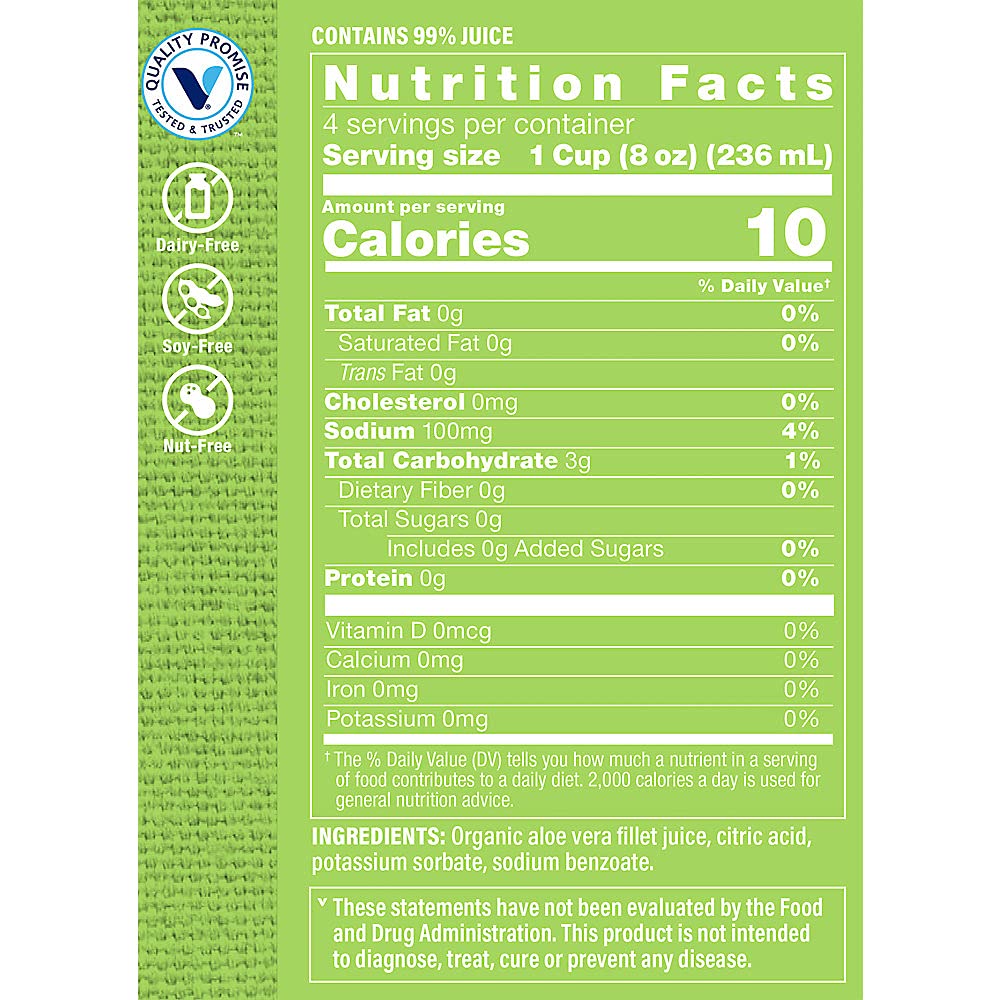 The Vitamin Shoppe Organic Aloe Vera Fillet Juice - No Water Added - Soothing for Digestive Discomfort (32 Fluid Ounce)