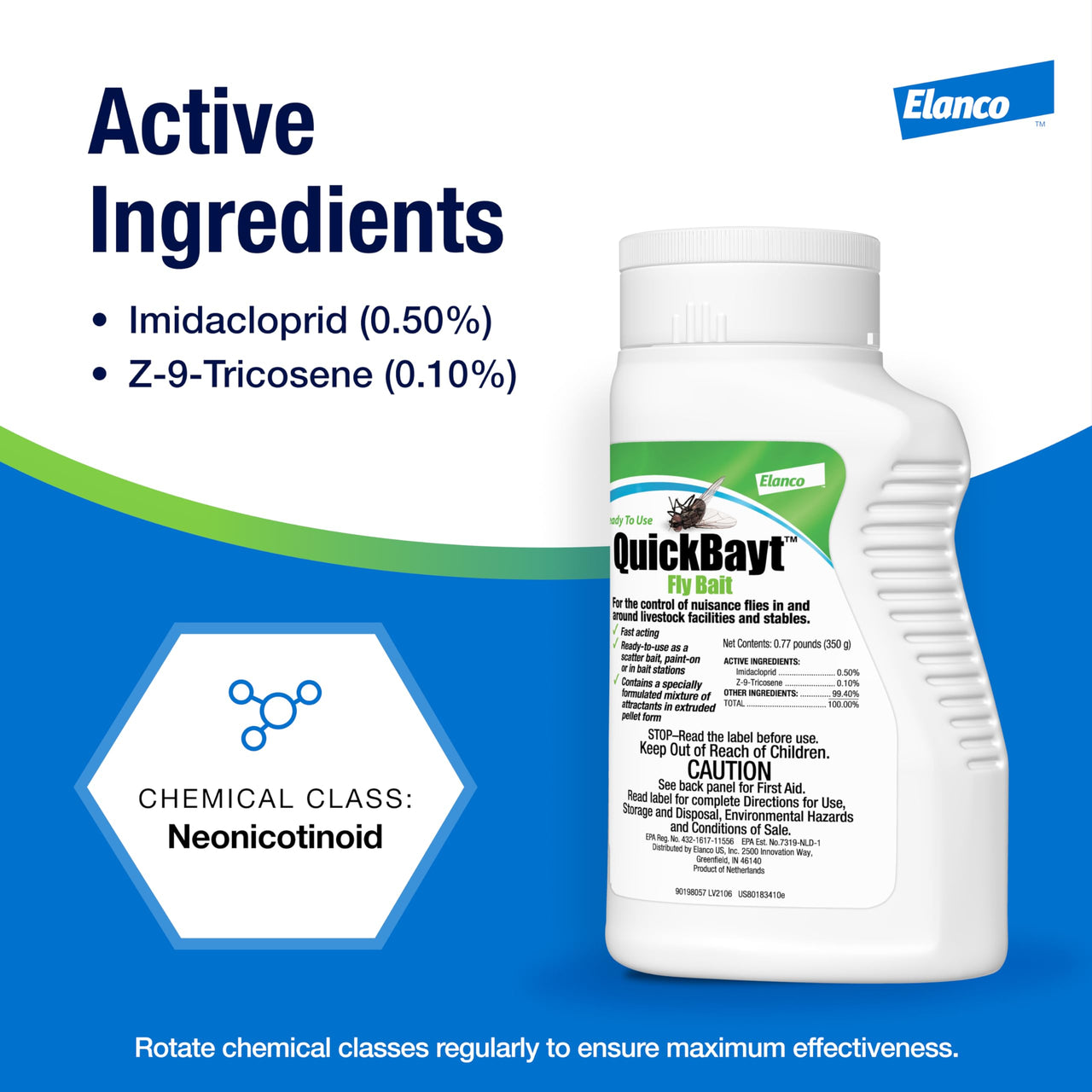 Elanco QuickBayt Fly Bait | Fast-Acting Nuisance Fly Insecticide | 350g Ready to Use Scatter Bait