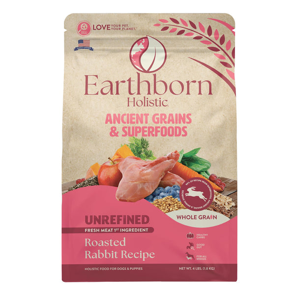 Earthborn Holistics Unrefined Roasted Rabbit with Ancient Grains & Superfoods Dry Dog Food, 4-lb Bag