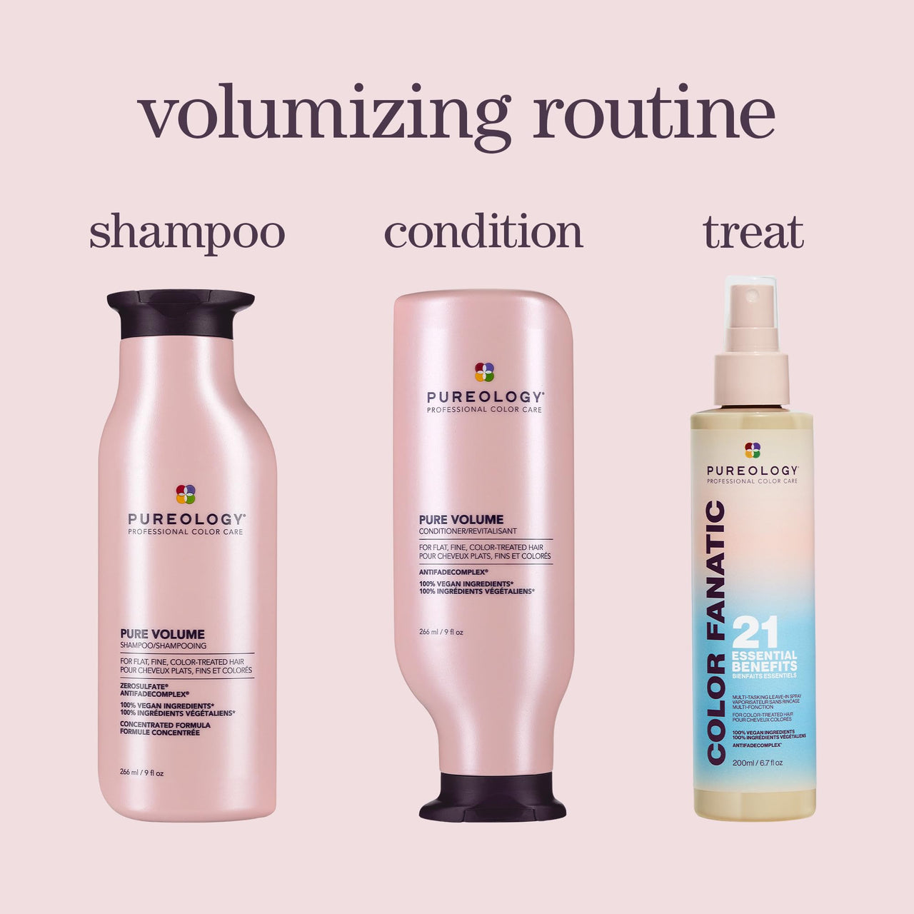Pureology Pure Volume Shampoo | For Flat, Fine, Color Treated or Natural Hair | Adds Lightweight Volume and Body | Clarifies Buildup | Sulfate Free Shampoo | Vegan