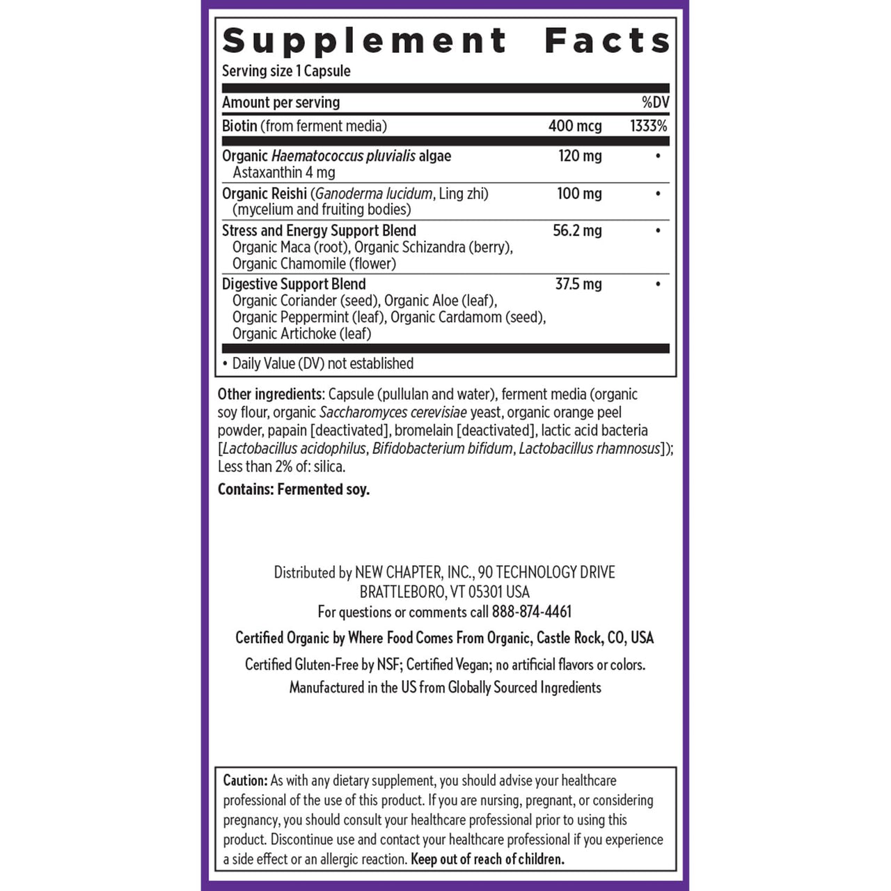 New Chapter Biotin Supplement, Vegan Hair Skin and Nails Vitamins with Fermented Biotin + Astaxanthin - 60 Count