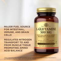 Thumbnail for Solgar L-Glutamine 500 mg - 100 Vegetable Capsules - Natural Muscle Food - Non-GMO, Vegan, Gluten Free, Dairy Free, Kosher - 33 Servings