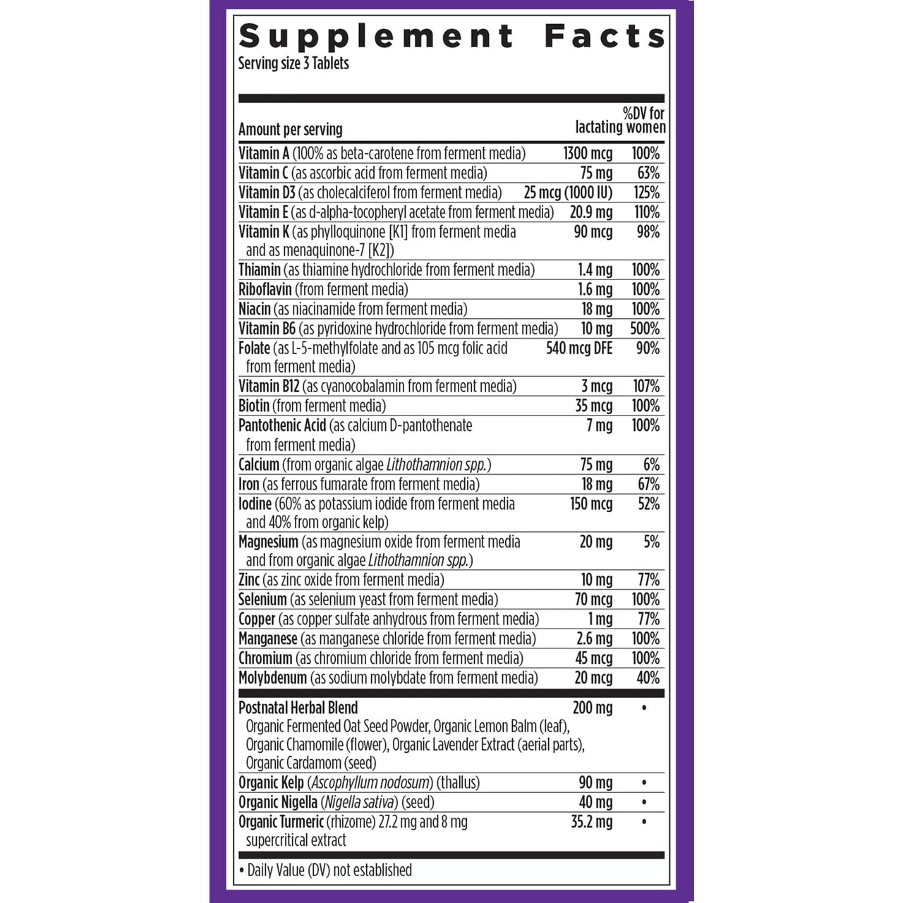 New Chapter, Postnatal Vitamins Lactation Supplement, Complete Multivitamin with Fermented Vitamin D3 + B Vitamins, Made with Organic Vegetables & Herbs, Non-GMO Ingredients, 96 Count