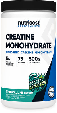 Thumbnail for Nutricost Creatine Monohydrate Powder (Coastal Explosion, 500 Gram) - Micronized Creatine Supplement - Vegan, GMO-Free, Gluten Free