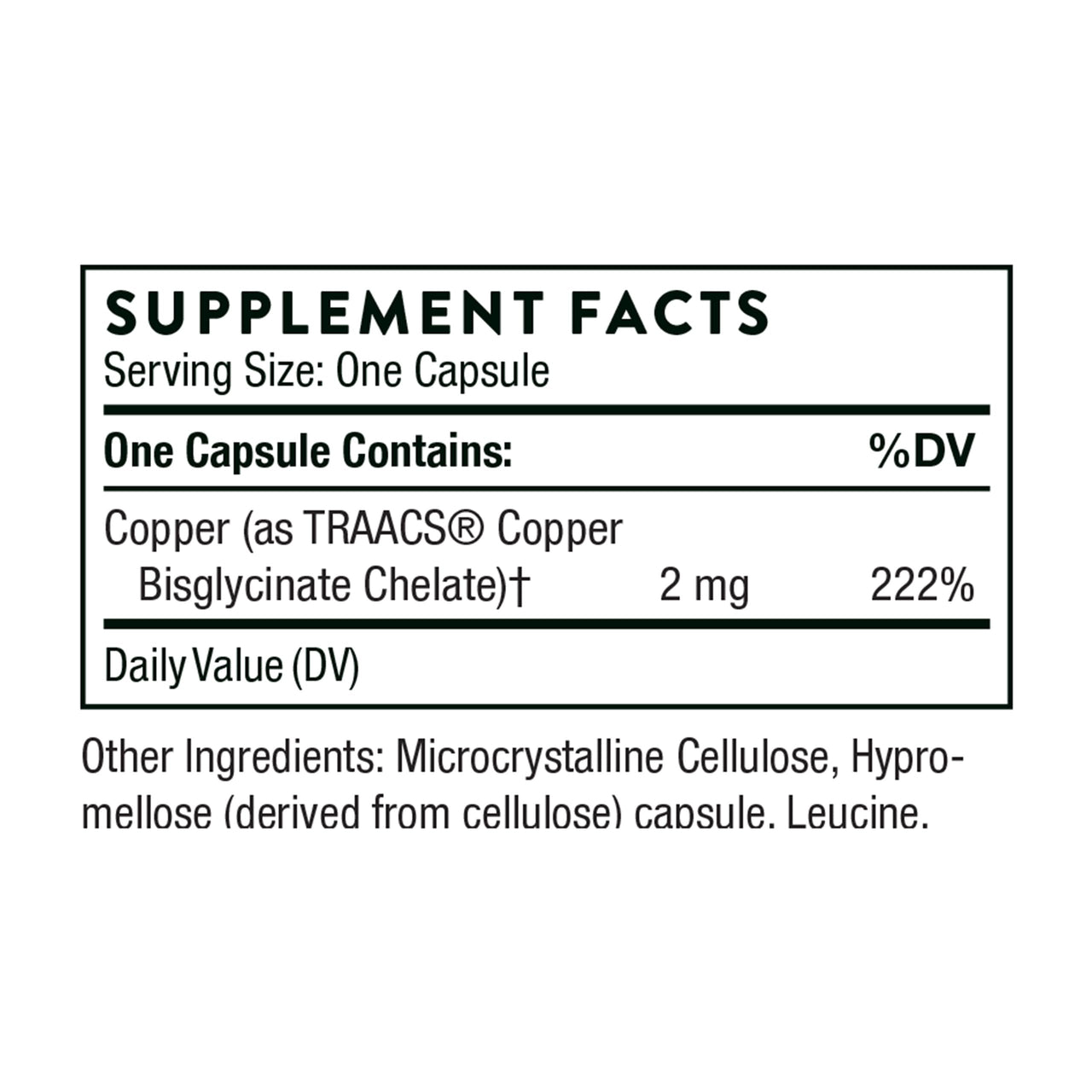 THORNE Copper Bisglycinate - Well-Absorbed Trace Mineral Supplement - 60 Capsules