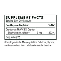 Thumbnail for THORNE Copper Bisglycinate - Well-Absorbed Trace Mineral Supplement - 60 Capsules