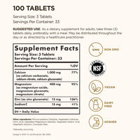 Thumbnail for Solgar Calcium Magnesium Plus Zinc, 100 Tablets - Promotes Healthy Bones and Teeth - Supports Nerve & Muscle Function - Non-GMO, Vegan, Gluten Free, Dairy Free, Kosher - 33 Servings