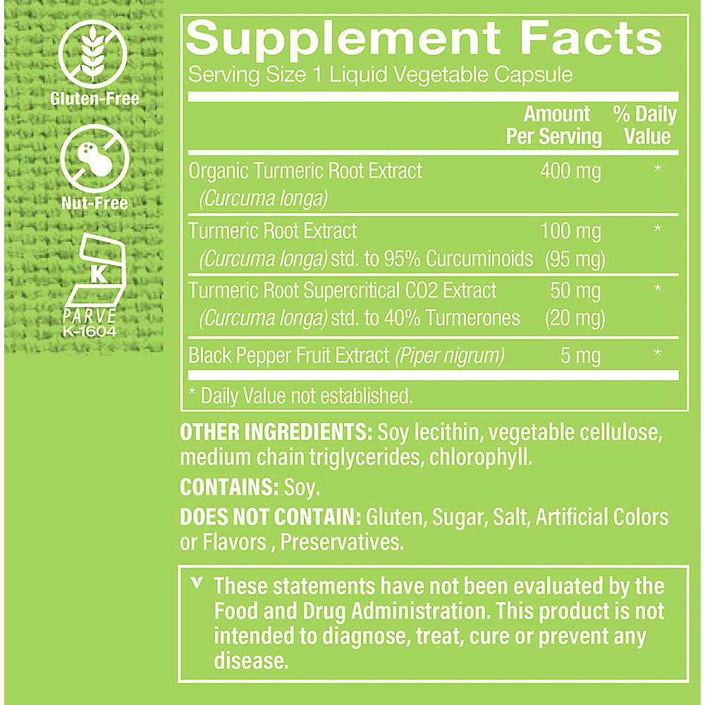 The Vitamin Shoppe Full Spectrum Turmeric with Turmerones 400MG, Easily Absorbed, Contains Supercritical Extract, Supports Joint Mobility (60 Liquid Capsules)