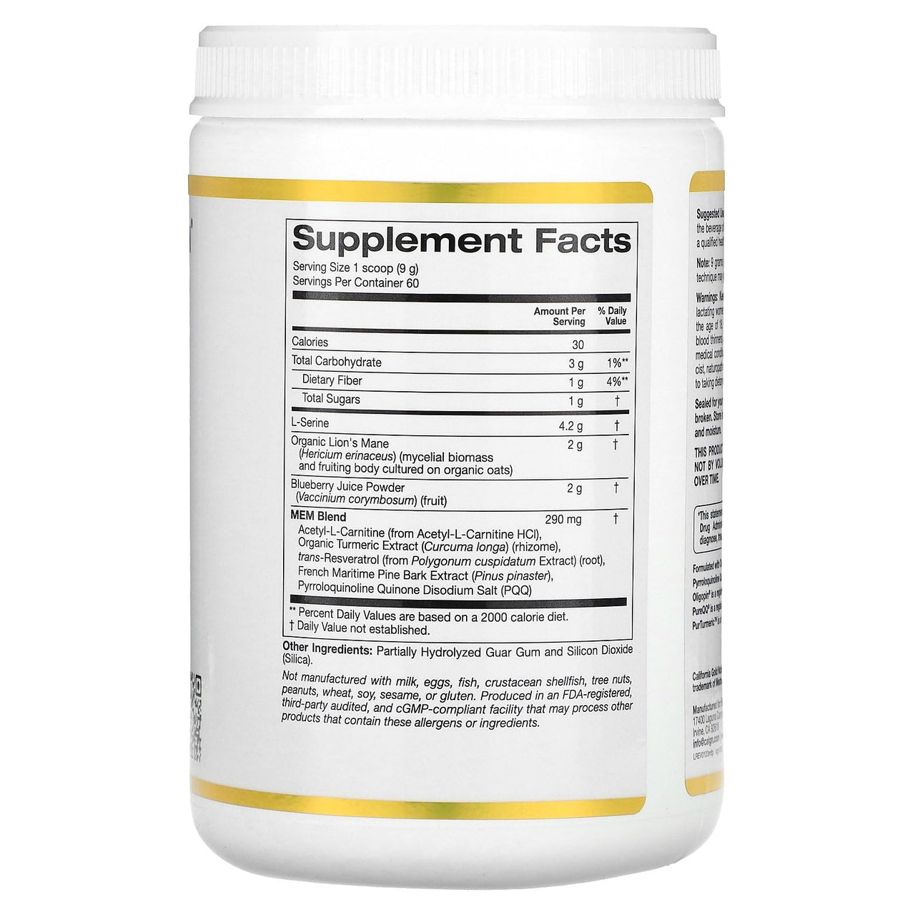 California Gold Nutrition MEM Food, Memory & Cognitive Support, 1.12 lb (510 g)