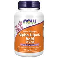 Thumbnail for NOW Foods Supplements, Alpha Lipoic Acid 600 mg with Grape Seed Extract & Bioperine®, Extra Strength, 120 Veg Capsules