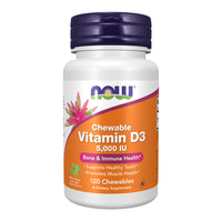 Thumbnail for NOW Foods Supplements, Vitamin D-3 5,000 IU, Natural Mint Flavor, Structural Support*, 120 Chewables