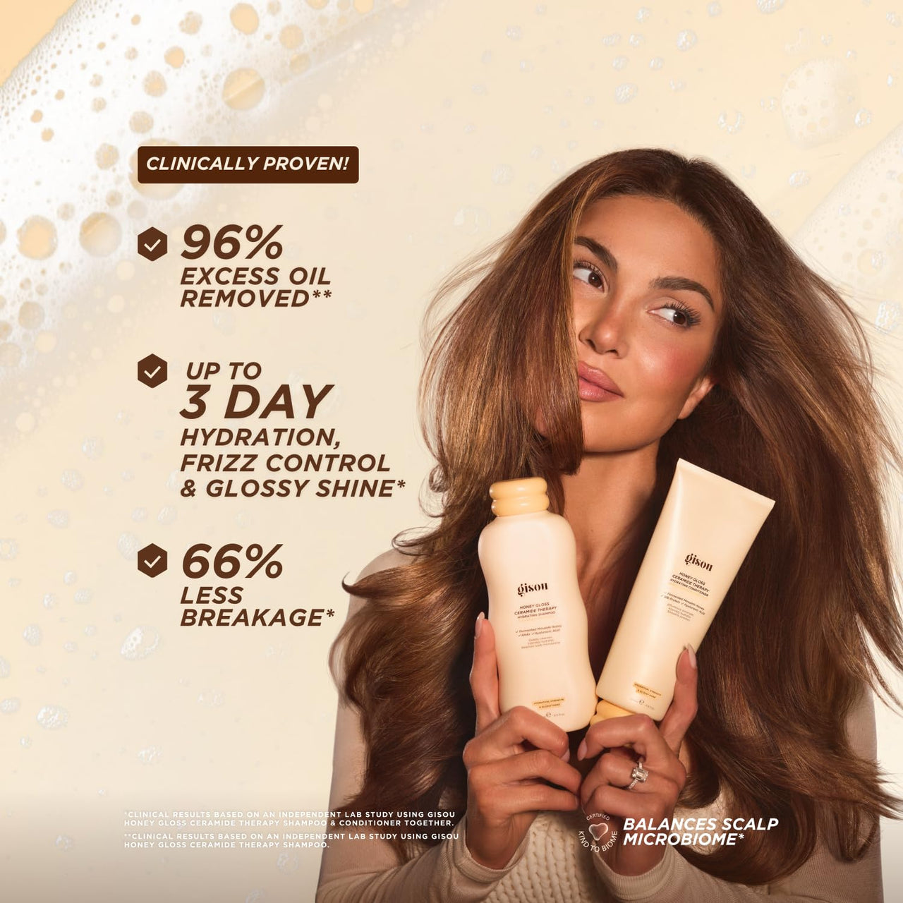 Gisou Honey Gloss Ceramide Therapy Hydrating Shampoo, Microbiome-Balancing, Wildflower Honey Scented, Frizz Control, Color Safe, Dermatologist Tested