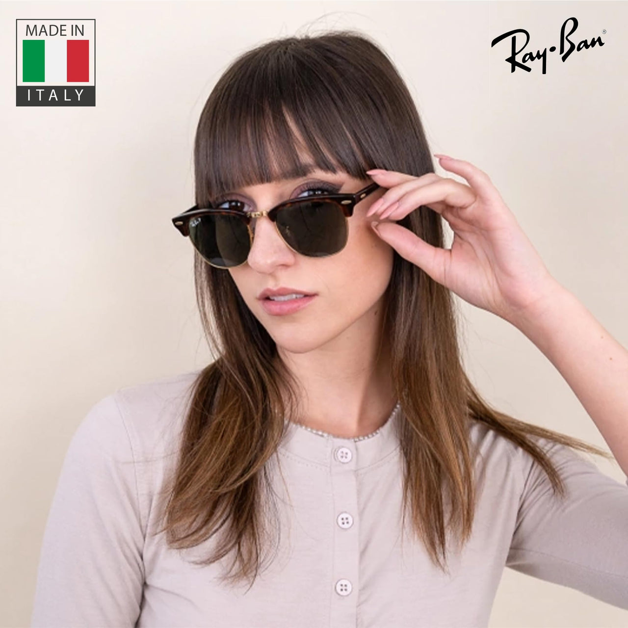 Ray-Ban RB3016 Clubmaster Polarized Classic Square Shape Sunglasses for Men and Women- Timeless Classic Sun Glasses with Modern Elegance - Premium UV Protection - Designer Men's and Women's Sunglasses