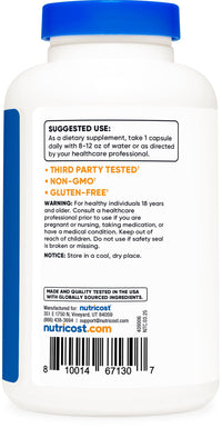 Thumbnail for Nutricost Glutathione Capsules 500mg, 240 Capsules - Gluten Free, GMO Free