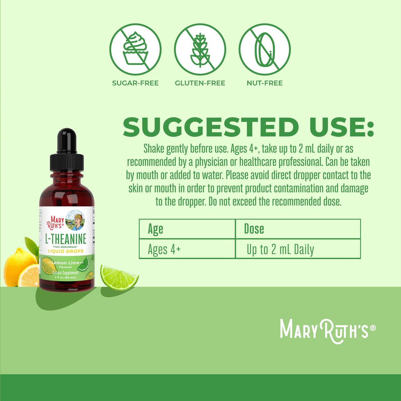 MaryRuth's L Theanine 200mg Liquid Drops | Mood Support for Adults & Kids | Focus Supplement | Natural Sleep Support | Vegan | Non-GMO | Gluten Free | 30 Servings