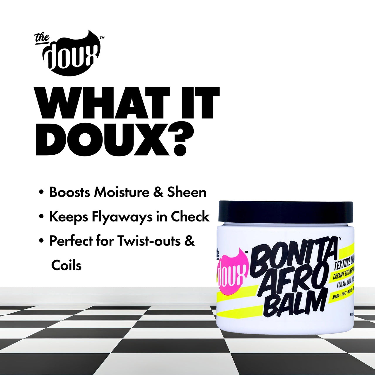 The Doux Curl Defining Cream & Pomade for Curly Hair – BONITA AFRO BALM Hair Moisturizer for Twist-Outs, Braid Styles & Flyaway Control – Curl Cream for Curly Hair & Coils