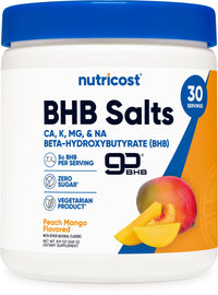 Thumbnail for Nutricost BHB Salts Drink Mix (30 Servings, Peach Mango Flavored) (5G BHB Per Serving) - 0G Total Sugars, Vegetarian Product