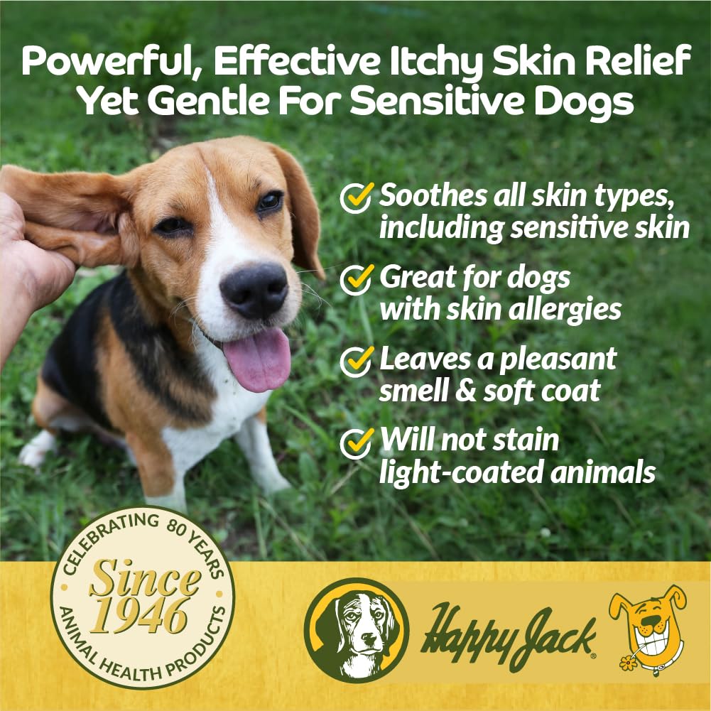 Happy Jack Itch No More Dog Itchy Skin Shampoo & Treatment (12 oz), Flea Bites, Allergies & Itch Relief, Stops Itching, Scratching & Gnawing on First Application for Healthy Dog Skin & Coat