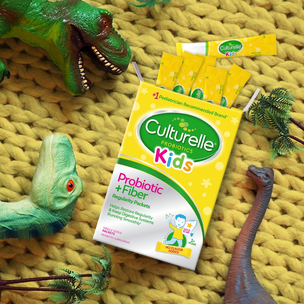 Culturelle Kids Probiotic + Fiber Packets (Ages 3+) - 24 Count - Digestive Health & Immune Support - Helps Restore Regularity (Packaging may vary)