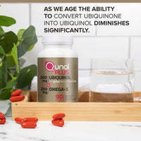 Thumbnail for Qunol Plus Ubiquinol Coq10 200mg with Omega 3 250mg Extra Strength Antioxidant (Bovine Version), 90 Count