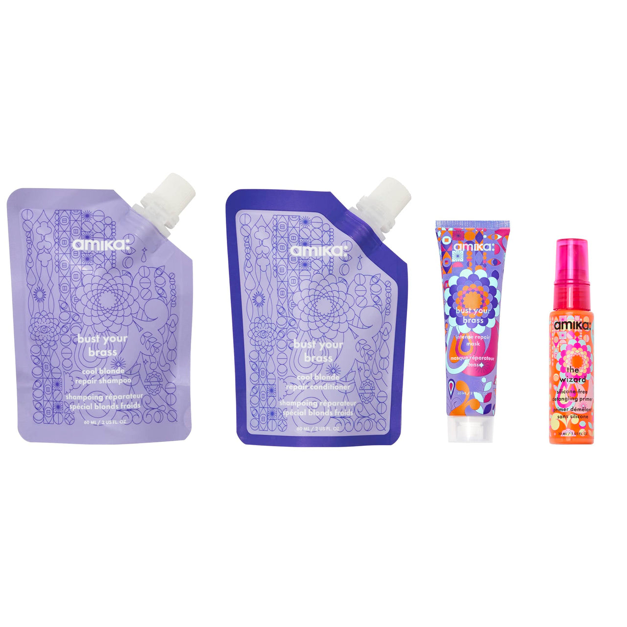 amika blonde mane-tenance routine trial set