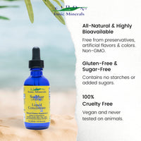 Thumbnail for Eidon Ionic Minerals Liquid Sulfur Concentrate Drops - Pure Ionic MSM Sulfur Supplement, Supports Smooth Skin & Glossy Hair, No Preservatives or Additives, Gluten & Sugar Free - 2 oz