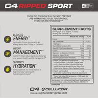 Thumbnail for Cellucor C4 Ripped Sport Pre Workout Powder Fat Burner - NSF Certified for Sport + Sugar Free Preworkout Energy Supplement for Men & Women - 135mg Caffeine + Weight Loss - Fruit Punch, 30 Servings