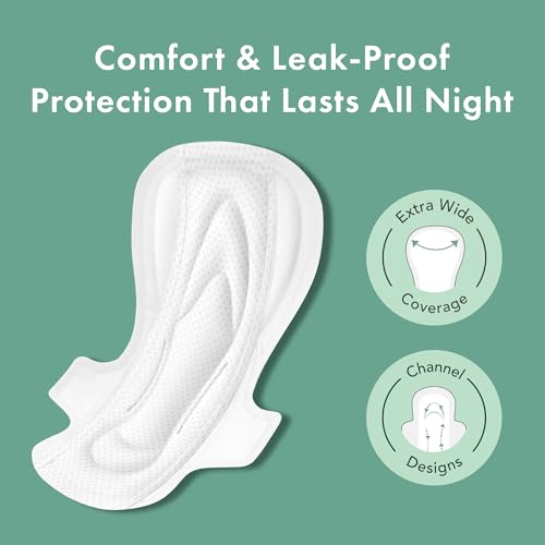 Image 2 of Rael Organic Cotton Cover Sanitary Pads for Women (XL Overnight, 12 Ct)