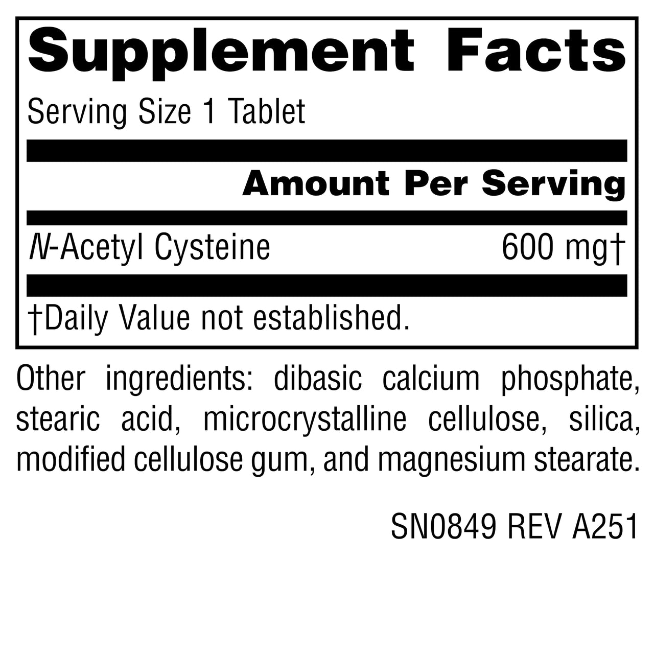 Source Naturals N-Acetyl Cysteine Antioxidant Support 600 mg Dietary Supplement That Supports Respiratory Health* - 30 Tablets