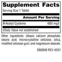 Thumbnail for Source Naturals N-Acetyl Cysteine Antioxidant Support 600 mg Dietary Supplement That Supports Respiratory Health* - 30 Tablets