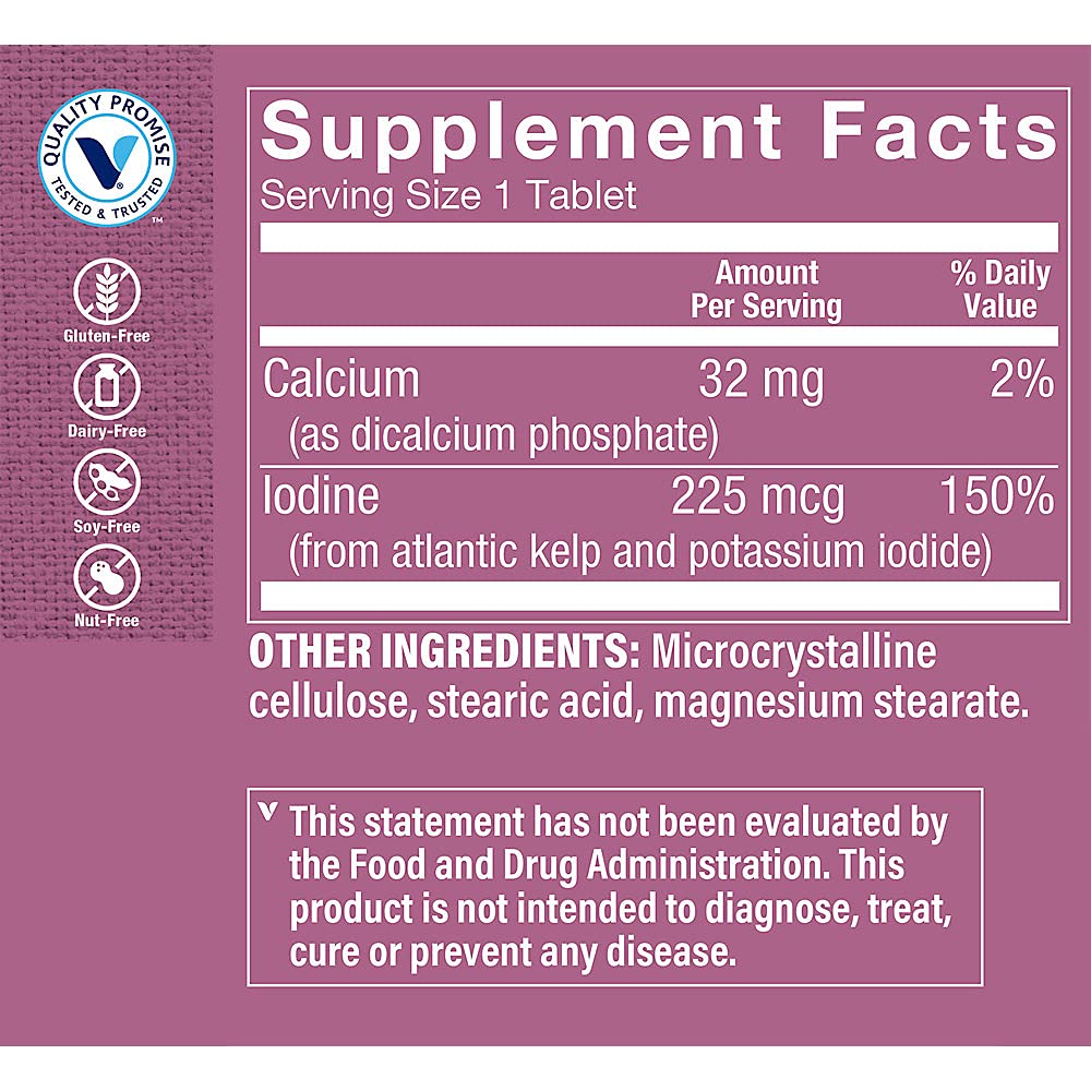 The Vitamin Shoppe Kelp - Natural Iodine for Thyroid Support | Atlantic Kelp Potassium Iodide | 300 Tablets | Thyroid Health