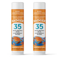 Thumbnail for Badger Mineral Kids Sunscreen Face Stick SPF 35, Zinc Oxide Travel Size Sunscreen Stick for Kids, 97% Organic Ingredients, Reef Safe, Water Resistant, .65 oz, 2-Pack