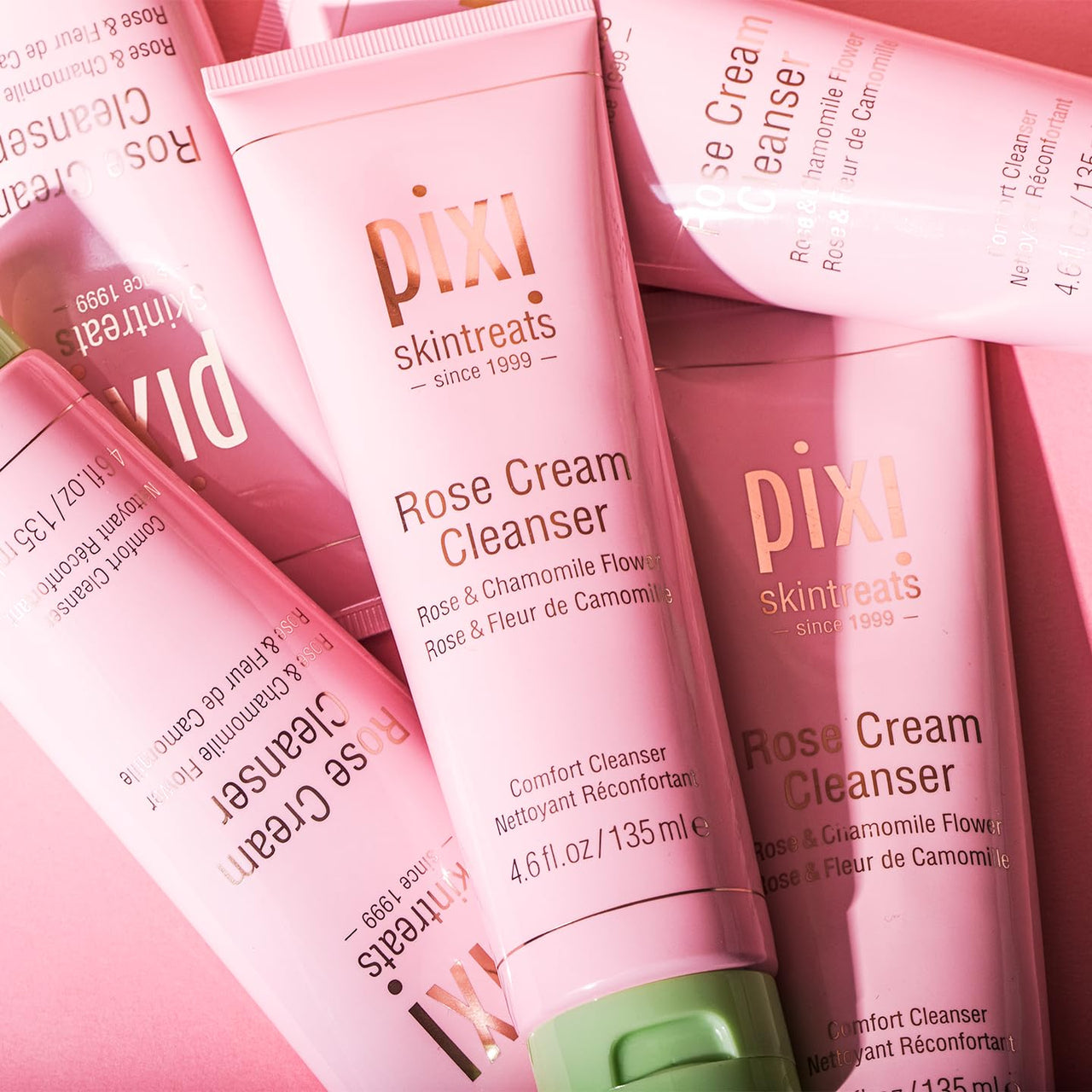 Pixi Beauty Rose Cream Cleanser 135ml |Mineral Rich Soothing and Gentle Cleanser | Rose Flower Oil Moisturizes | Suitable For Sensitive Skin | 4.57 Fl Oz