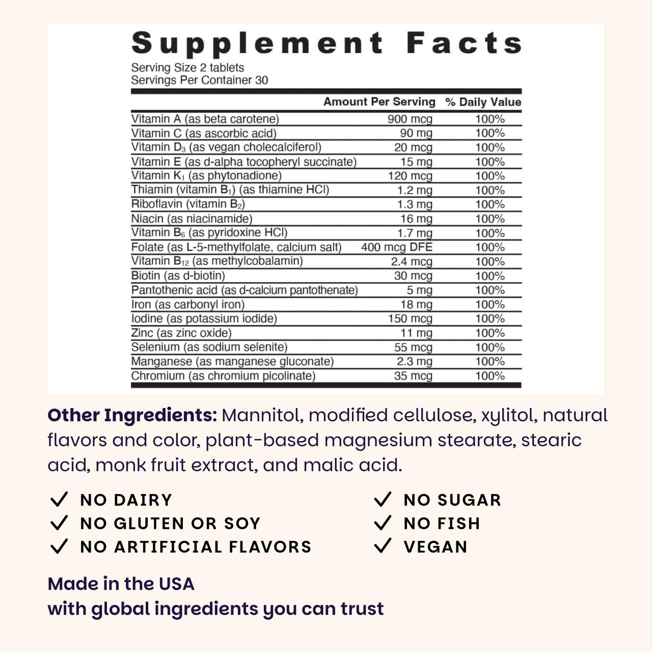 EZ Melts Multivitamin + Iron - Daily Multivitamin for Women & Men - Supports Healthy Energy Levels & Antioxidant Protection - Non-GMO & Vegan - Tropical Cherry - 60 Dissolvable Tablets (30 Servings)