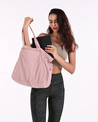 Thumbnail for ODODOS 18L Side-Cinch Shopper Bags Lightweight Shoulder Bag Tote Handbag for Shopping Workout Beach Travel, Blush Pink