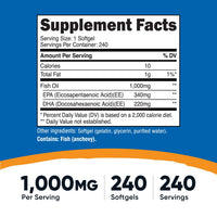 Thumbnail for Nutricost Fish Oil Omega 3 Softgels with EPA & DHA (1000mg of Fish Oil, 560mg of Omega-3), 240 Softgels, Non-GMO, Gluten Free.