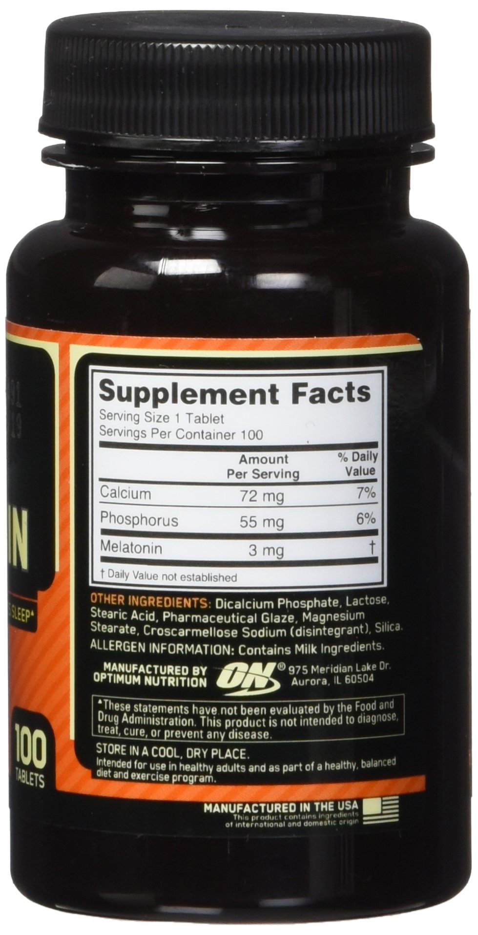 OPTIMUM NUTRITION Melatonin 3mg Tablets, 100 Count
